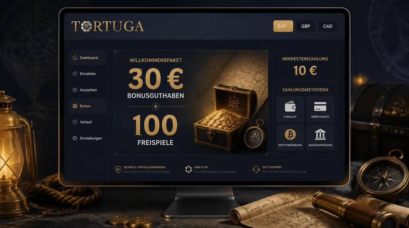 Willkommensbonus im Casino-Konto mit 30 Euro, 100 Freispielen und Einzahlung ab 10 Euro